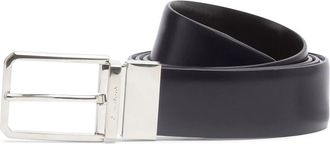 Santoni Verstelbare riem van gepolijst leer - Heren - Riemen - Zwart - ONE Size - Leer - Accessoires