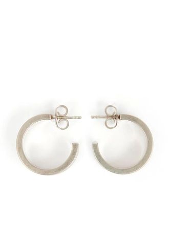 Maison Margiela enamel-logo earrings - women - Brass/Enamel - One Size - Silver