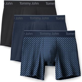 Tommy John 3-Pack Second Skin 6-Inch Stretch Modal Boxer Briefs in Blk/dress Blues/Dress Blues Gents at Nordstrom, Size Small
