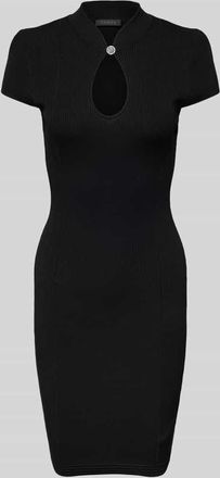 Guess Knielanges Kleid mit Schlüsselloch-Ausschnitt Modell MALIA in BLACK, Größe M