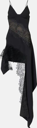 DAVID KOMA Asymmetric lace-trimmed minidress