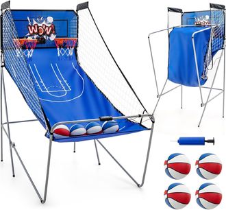 Costway Costway - Juego De Canastas Plegable M&aacute;quina De Baloncesto Juguete Contador Y Marcador Electr&oacute;nico Con Soporete Red Cesta De Baloncesto 4 Baloncestos 