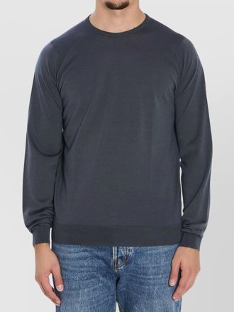 John Smedley slate grey merino wool crew neck pullover