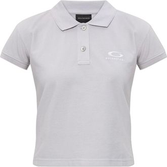 Balenciaga Polo Shirts, female, Gray, Size: XS Polo with Embroidered Logo