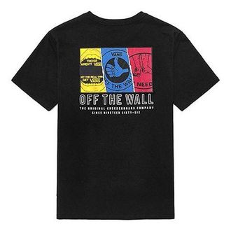 Vans Alphabet Printing Short Sleeve Couple Style Black VN0A4RBABLK