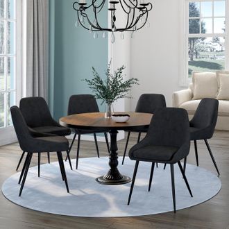 IDMarket Lote De 6 Sillas Thalya De Terciopelo Negro Con Reposabrazos