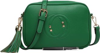 Generic Stylish Crossbody Camera Bag with Tassel, Pebbled Leather, Available in Yellow, Green, Blue (Green)