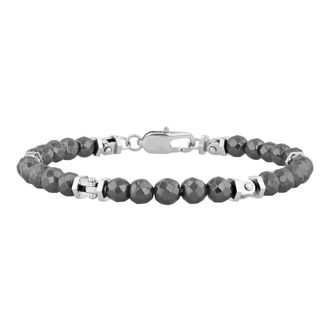 Robert Alton Stainless Steel Smooth Geometric Hematite Bead Bracelet