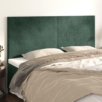 vidaXL Cabeceros 4 Unidades De Terciopelo Verde Oscuro 90x5x78/88 Cm Vidaxl