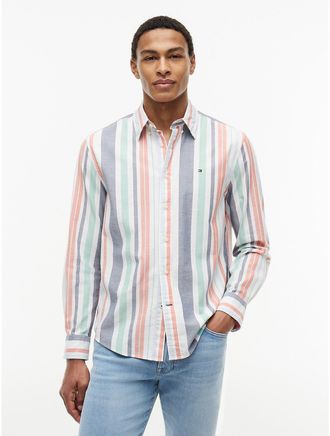 Tommy Hilfiger Mens Regular Fit Striped Oxford Shirt - Navy - XXXL