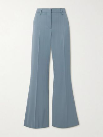 Stella McCartney Pantaloni Svasati In Misto Lana A Righe - Blu