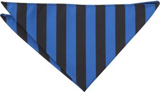 DQT Men Classic Stripe Patterned Business Party Handkerchief Pocket Square - Royal Blue & Black