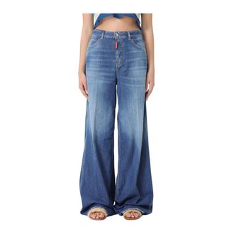 Dsquared2 Wide Jeans, female, Blue, 2XS, Wide Leg Denim Jeans Woman