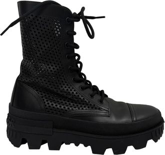 Moncler Pre-owned Mens Carinne Perforated Ankle Boots in Black Leather - Size EU 39