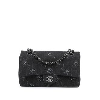 Chanel Pre-owned Womens Classic Flap Shoulder Bag - Black Textile - One Size