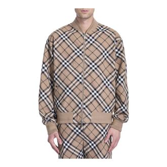Burberry Bomber Jackets, male, Beige, Size: S Bomber Jacket