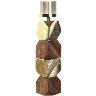 DKD Home Decor Portacandele DKD Home Decor Marrone Dorato Alluminio Cristallo Legno di mango 10 x 10 x 51,5 cm