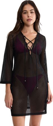 Triumph Strandkleid TRIUMPH Beach MyWear Crochet Short Dress, Damen, Gr. 36, N-Gr, schwarz, Strick, Obermaterial: 95% Polyester, 5% Elasthan, Kleider Strandkl