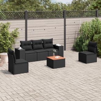 vidaXL Vidaxl - Set Divano Da Giardino 6 Pz Con Cuscini Nero In Polyrattan
