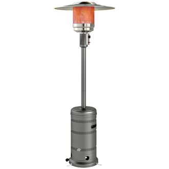 OEM Estufa De Gas Butano Port&aacute;til 13000w Con Sistema Antivuelco Encendido Piezoel&eacute;ctrico Y Ruedas 82x82x222 Cm Gris