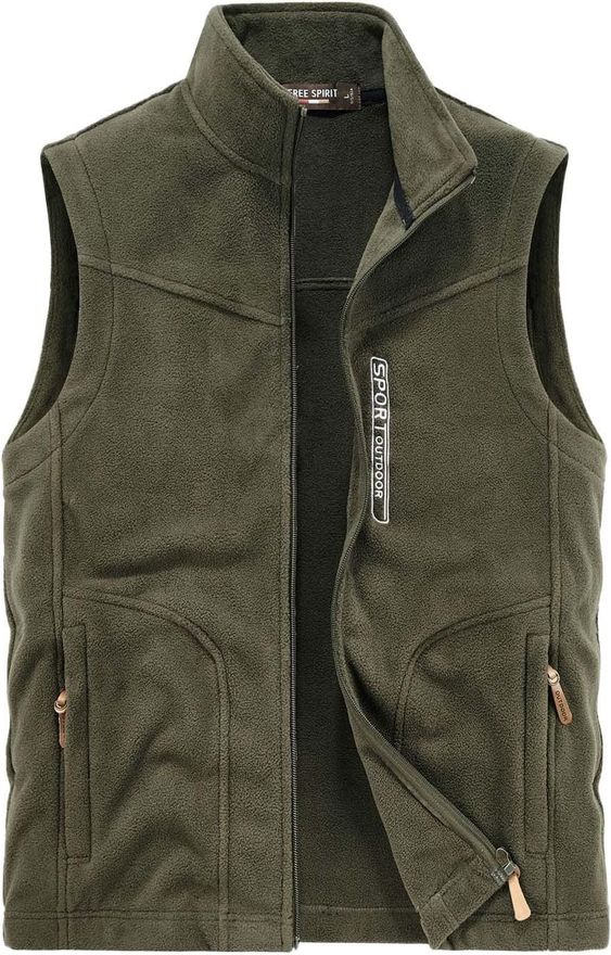 Mens Full Zip Sleeveless Vest Coat Men Fleece Gilet Thermal Gilet Stand-Up Collar Waistcoats Winter Warm Outerwear With Pockets Waistcoat Casual Sleev