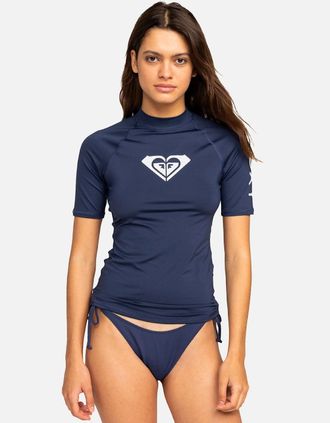 Roxy Womens Roxy Womens Whole Hearted UPF 50 Short Sleeve Rash Vest - Mood Indigo - Size: 18/16