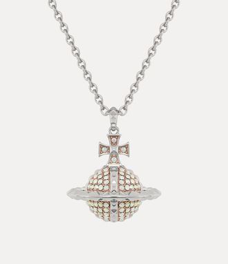Vivienne Westwood Mayfair Large Orb Pendant Necklace -Rhodium-pink-gold-crystal-ab-crystal -Rhodium-pink-gold-crystal-ab-crystal Women
