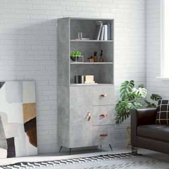 vidaXL Vidaxl - Aparador Alto Madera Contrachapada Gris Hormig&oacute;n 69,5x34x180 Cm