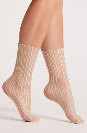 High Heel Jungle Sheer Candy Stripe Tulle Crew Socks in White at Nordstrom