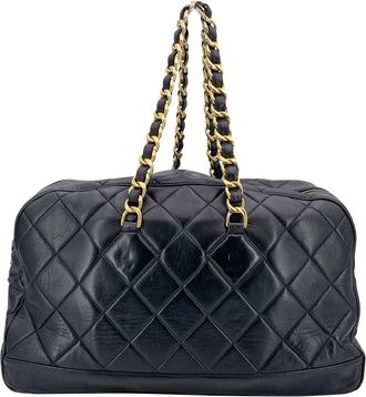 Chanel Womens Vintage Leather Luggage Timeless/Classique - Black - One Size