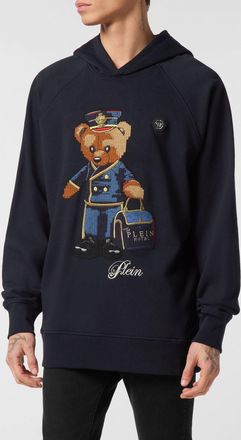 Philipp Plein Felpa con cappuccio in cotone con stampa Teddy Bear