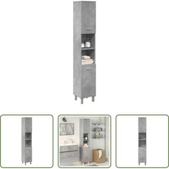 vidaXL Mobile da bagno in truciolato - Mobile da Bagno Grigio Cemento 30x30x179 cm Legno Multistrato