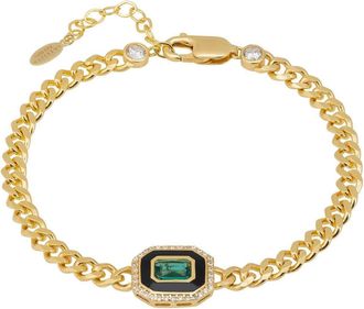 Latelita London Art Deco Emerald And Enamel Bracelet Gold