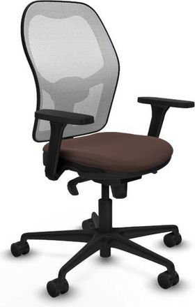 Piqueras y Crespo Piqueras Y Crespo - Jorquera Sincro Malla Blanca Similpiel Marr&oacute;n Oscuro Brazos 3d Base Nailon Ruedas 65mm Nailon