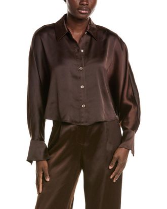 Halston Heritage Satin Cropped Blouse