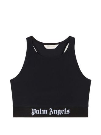Palm Angels Black Logo Scoop Neck Top