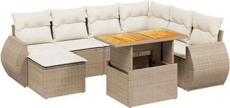 vidaXL Vidaxl - Juego De Sof&aacute;s De Jard&iacute;n Con Cojines Beige 8 Pzas Rat&aacute;n Pe