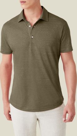 Luca Faloni Khaki Green Linen Jersey Elba Polo