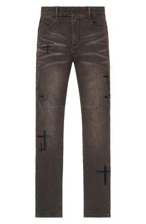 Rta Bryant Skinny Jeans in Mocha Drift Cross Patch at Nordstrom, Size 29