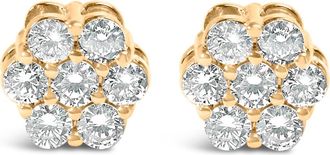House of Brilliance 14K Yellow Gold 3/4 Ct 7 Stone Floral Cluster Diamond Stud Earrings at Nordstrom