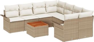 vidaXL Vidaxl - Garden Sofa Set with Cushion 9 pcs Beige, Cream 55 x 55 x 37 cm