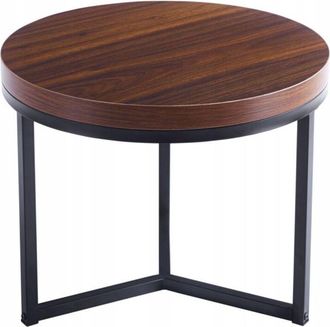 OEM Mesa De Centro Redonda Furnitex 50 X 50 X 40 Cm Nogal Oscuro Para Sal&oacute;n Oficina