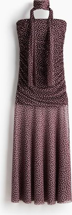 H&M Drapiertes Meshkleid - Brown