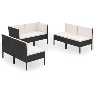 vidaXL 6 Pcs Garden Lounge Set Con Vime Pe Negro