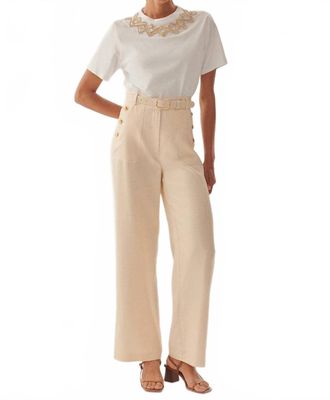 Exquise Ember Wide Leg Pants In Beige