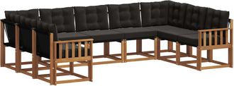 vidaXL Conjunto De Sof&aacute;s De Exterior 9 Uds. Natural Y Negro Vidaxl