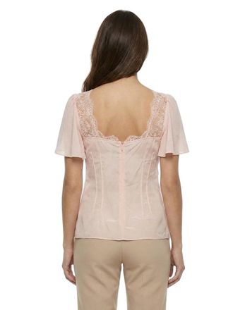 Dolce & Gabbana Lace-Trimmed Silk Blouse - Pink