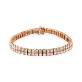 House of Brilliance 14K Rose Gold 3.0 Cttw Lab Grown Diamond Two Row Milgrain 7 Inch Tennis Bracelet