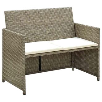 vidaXL Vidaxl - Sof&aacute; De Jard&iacute;n De 2 Plazas Con Cojines Rat&aacute;n Sint&eacute;tico Beige