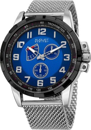 August Steiner Quartz Blue Dial Stainless Steel Mesh Mens Watch AS8202SSBU